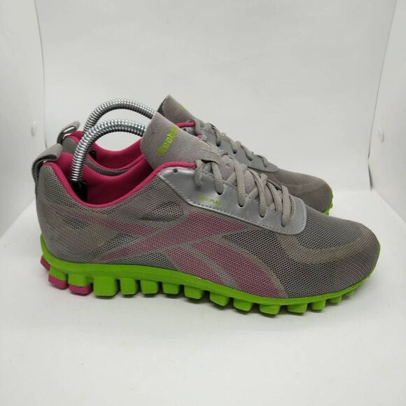 Reebok Realflex Transition Running Shoes Womens Size 8.5 Grey Green Pink Sneaker - Picture 2 of 9